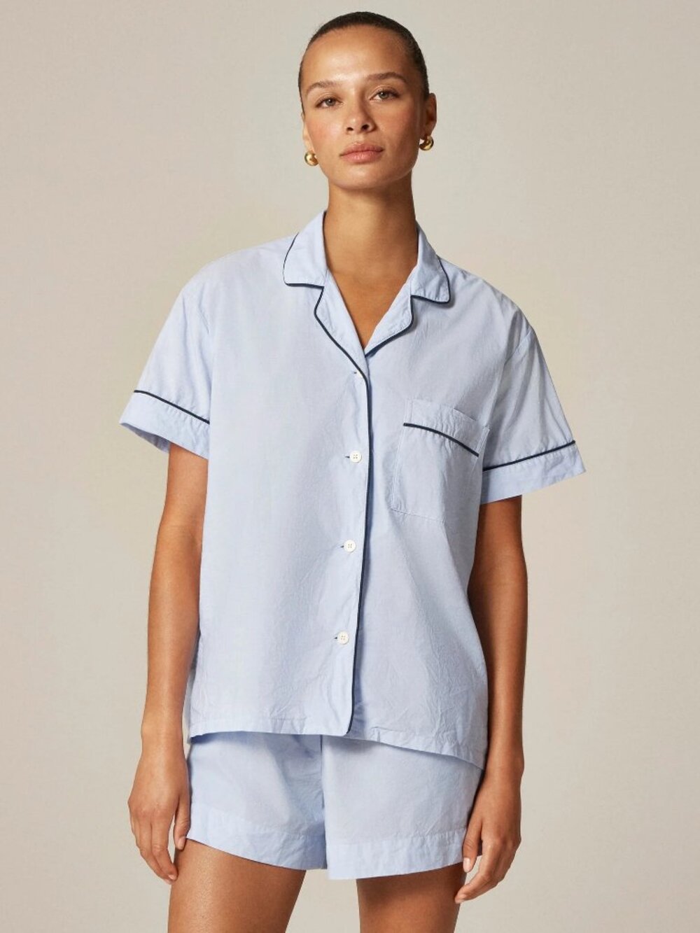 J. Crew Pajama Short Set in End-on-End Cotton Cool Lilac (Flaw)